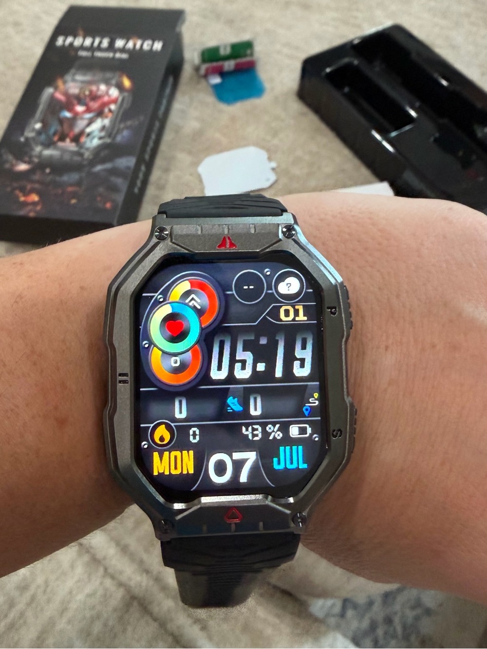 NEW—NEXOVA Black Sports Smartwatch with Multi-Function Display
